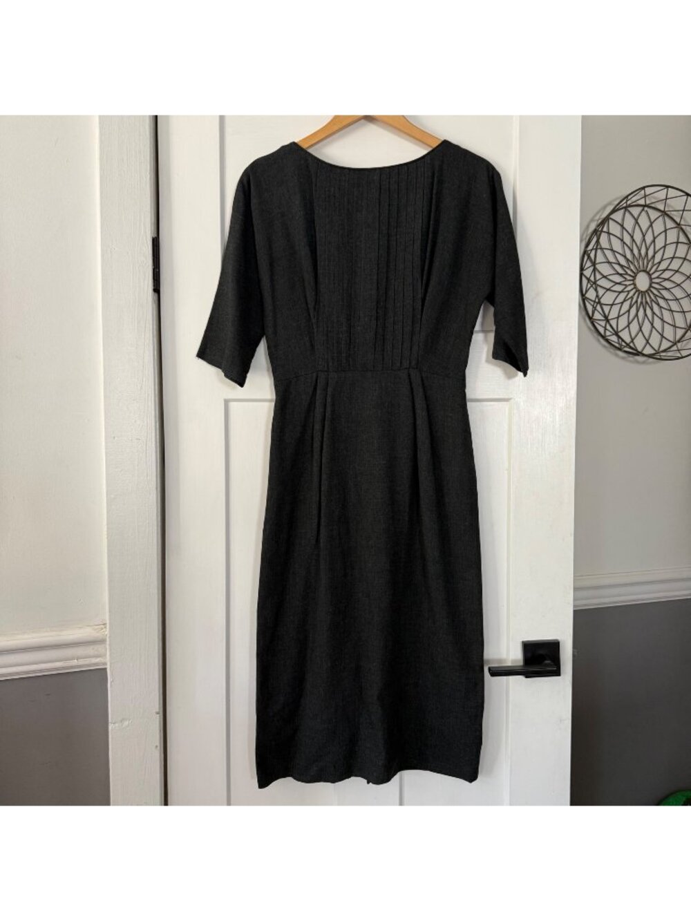 Vintage Handmade Cocktail BOHO Sheath Dress in Gray Sz S